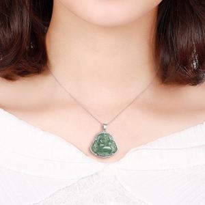 Colgante de Jadeíta Natural de Myanmar con Buda, Plata S925, Joyería para Mujer, Estilo Chino, Regalo con Certificado de Tasación D364 - Product Image 4