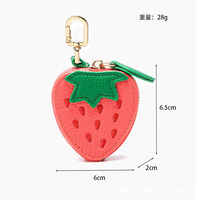 Porte-clés personnalisable en cuir PU, mini porte-monnaie en forme de fruit, breloque de sac, cadeau