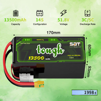 Высоконадежная полутвердотельная батарея 14S 51.8V 13500mAh 13.5Ah 3C/5C 400Wh/Kg с длительным сроком службы для систем маппинга и доставки