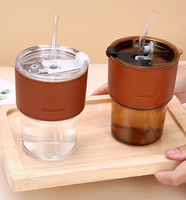 Gobelet à eau avec paille, en cuir, résistant aux hautes températures, sans danger pour les aliments, réutilisable, cadeau d'affaires de grande valeur