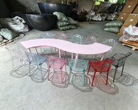 Ensemble de table pour enfants en forme de S rose moderne et portable, table ronde pour location événementielle