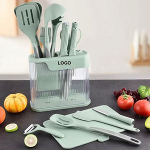 Juego de 17 Utensilios de Cocina de Silicona, Apto para Alimentos, Antiadherente, Cuchillo, Cuchara, Espátula, Tabla de Cortar, Herramientas de Cocina - Product Image 1