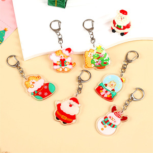 Llavero acrílico 2D de dibujos animados al por mayor, con diseños de Papá Noel, muñeco de nieve y alce, adorno navideño para bolso y mochila, logotipo personalizado - Product Image 3