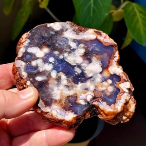 Stock local : Dalle d'agate bleue naturelle, forme libre, pierre brute, objet de collection artistique et de décoration - Product Image 4