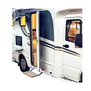 RV 캠핑카 캐러밴 밴 수동 접이식 단계 알루미늄 합금 트레일러 트럭 캠핑카 측면 접이식 단계 하중 200kg LED 조명