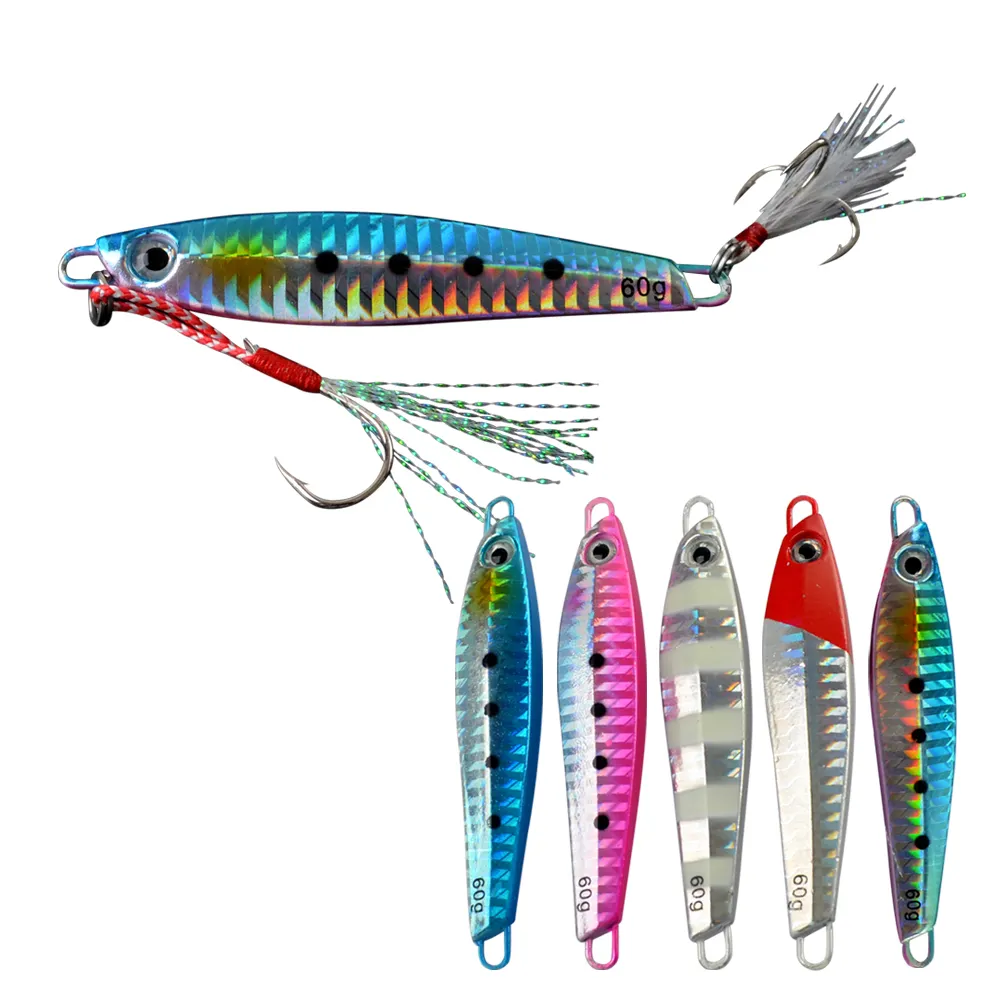 Leurres de pêche lumineux Oem, poisson d'eau salée, jig, plomb, métal, slow pitch jig, 60g, équipement de pêche