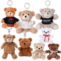 Vente en gros de mini-ours en peluche personnalisés avec logo de marque, t-shirts promotionnels, animaux en peluche doux, porte-clés en peluche