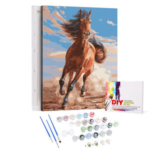 Pintura digital de vaca y <span class=keywords><strong>caballos</strong></span> de 24 colores por números Set DIY estilo impresionista óleo <span class=keywords><strong>sobre</strong></span> <span class=keywords><strong>lienzo</strong></span> compatible con Base - Product Image 2