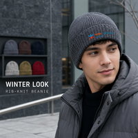 Bonnet d'hiver en tricot côtelé avec revers replié, plusieurs coloris, personnalisation du logo pour la vente en gros et en détail