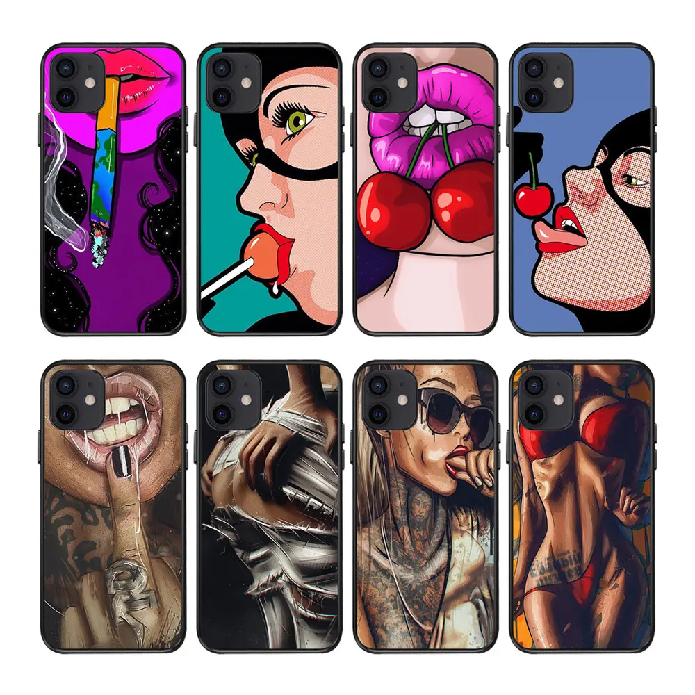 Cartoon Paint Black Girls Soft Mobile Phone Case For IPhone 11 12 13 Pro Max 14 Pro Max X XS XR 7 8Plus