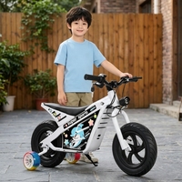 Moto électrique pour enfants avec roues d'apprentissage LED, démarrage à clé, autocollants de dessins animés, phare, conduite sécurisée, cadeau, moto tout-terrain électrique pour enfants