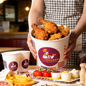 <span class=keywords><strong>Seau</strong></span> en papier pour pop-corn et poulet frit de qualité alimentaire 85oz 130oz, logo personnalisé imprimé, emballage jetable pour poulet frit, directement de l'usine - Product Image 1