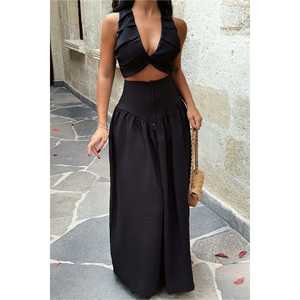 Conjunto de Traje de Chaleco con Botones Negros para Mujer - Product Image 5