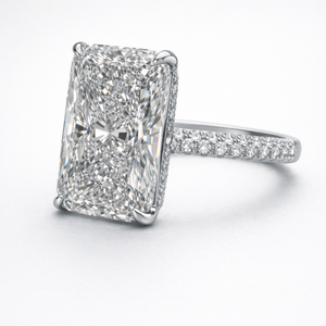 Anillo de platino con diamantes de lujo para mujer, joyería fina elegante con incrustaciones de piedras brillantes, artesanía premium para boda - Product Image 5