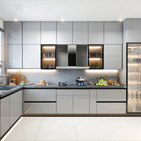 Armoire de rangement de cuisine moderne en acier inoxydable, résistante à l'eau, écologique, multifonctionnelle, personnalisable, fabricant OEM ODM