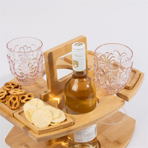 Mesa <span class=keywords><strong>de</strong></span> picnic <span class=keywords><strong>de</strong></span> bambú <span class=keywords><strong>de</strong></span> 6 plazas para exteriores con soporte para vino y vidrio, perfecta para fiestas en el jardín, camping y cenas en la playa - Product Image 4