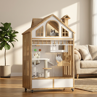 Dongma Cat Villa Bac à litière pour chat en bois massif, extra-large, imperméable, cage pour chat, armoire pour chat, maison pour chat d'intérieur