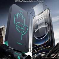 ESR 3 pièces Protection d'écran en verre trempé avant ultra clair, étanche, bords arrondis, couverture complète pour 17/16/15/14/13/12 Pro Max Plus