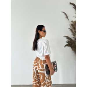 Camiseta con Estampado Étnico para Mujer, 100% Algodón, Transpirable, Manga Regular, Tejido Jersey - Product Image 1