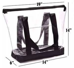 Bolsa transparente de PVC de fábrica profesional, bolsa de mano con cremallera de seguridad para compras reutilizable transparente - Product Image 1