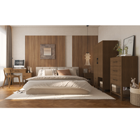 Ensemble de chambre à coucher rustique moderne 4 pièces Bureau Commode Chevets - Meubles de rangement personnalisables pour hôtel Utilisation domestique (Matériau MDF brun)