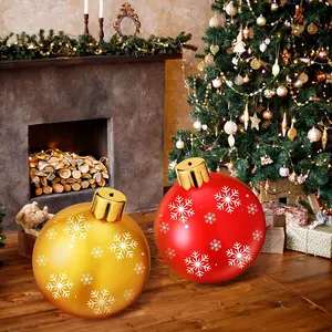 Buon natale blow up ornaments yard decoration grande palla di natale gonfiabile in pvc per esterni con luce a led