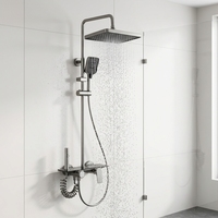 Ensemble de douche de luxe haute pression 4 fonctions avec mitigeur chaud/froid, affichage numérique LED en aluminium et système de pluie pour salle de bain