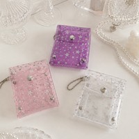 Dompet Koin Mini PVC Transparan Dengan Kancing Tekan, Kantong Kartu Multifungsi untuk Penyimpanan Barang-Barang Kecil