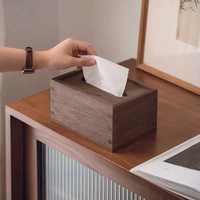 Porta Fazzoletti in Legno Massello Marrone Personalizzato, Stile Minimalista Giapponese con Giunzione a Coda di Rondine, Organizzatore su Misura per Soggiorno e Casa