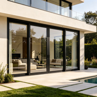 Porte coulissante panoramique multi-panneaux en aluminium à rupture de pont thermique, double vitrage, grande vue, pour maisons résidentielles de luxe américaines