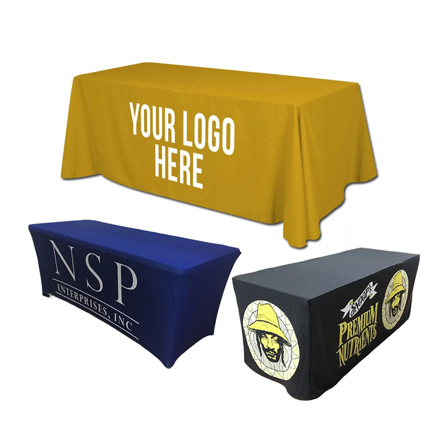 Custom logo Printed Advertising Foldable and Wrinkle Free-washable Fitted Cover Table Runner Stretched Table Covers