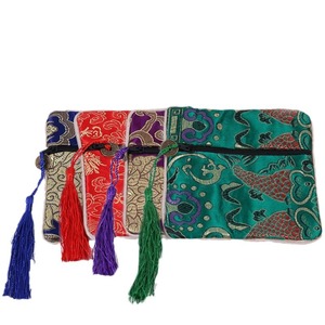Bolsa de transporte suave y portátil con cremallera y bordado de seda, estuche de almacenamiento para accesorios de instrumentos con decoración de borlas - Product Image 1