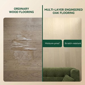 <span class=keywords><strong>Parquet</strong></span> en chêne ingénierie hydrofuge 12h, 12mm, multicouche, âme en bouleau russe, système de pose à clipser, chêne blanc, large planche - Product Image 6