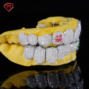 Hiphop Dents Personnalisées Moissanite Argent <span class=keywords><strong>Grillz</strong></span> Émail 10 Top 10 Bottom Glacé Vvs Diamant Moissanite <span class=keywords><strong>Grillz</strong></span> - Product Image 2