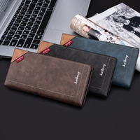 Baellerry produsen slot kartu Logo kustom kulit Pu pria dompet ramping Panjang Dompet mewah modis dua lipat untuk pria