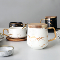Tasse à thé de style nordique, en céramique et marbre, avec poignée dorée, de haute qualité, service à café, idée cadeau, vente en gros, 6 pièces