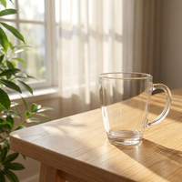 Tasses à thé en verre de style nordique personnalisées en gros avec poignée, capacité de 361 ml, compatibles lave-vaisselle et transparentes, pour la maison, les mariages et les fêtes