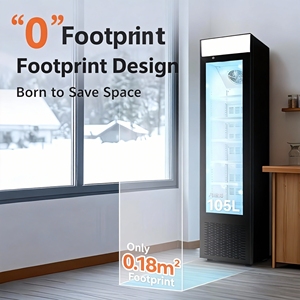 Refrigerador vertical comercial pequeño para alimentos congelados, vitrina delgada para pasteles y helados con puerta de vidrio - Product Image 3