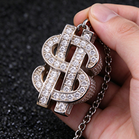 Bague Hip-Hop en Gros avec Signe Dollar Entièrement Sertie de Zircons, Bijou Homme Plaqué Or Personnalisé, Bagues Homme Signe Dollar Entièrement Serties de Zircons
