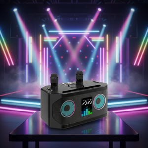 แท่นชาร์จเร็วแบบ OEM จากโรงงาน พร้อมนาฬิกาปลุก ลำโพงบลูทูธไร้สายพกพา รองรับ <span class=keywords><strong>USB</strong></span> 5.3 คาราโอเกะ พร้อมไมโครโฟน <span class=keywords><strong>2</strong></span> ตัว - Product Image 4