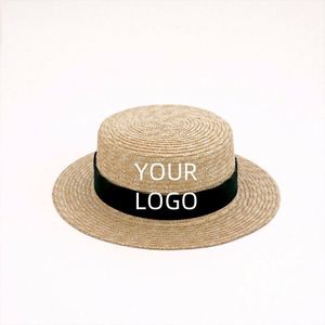 Chapeau de paille plat Panama français-britannique pour femme, idéal pour les vacances d'été, la plage, les costumes de Noël, fait main, naturel - Product Image 1
