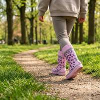 Bottes pour enfants en caoutchouc naturel de qualité supérieure, mi-mollet, hauteur personnalisable, avec cordon de serrage, doublure chaude en peluche, toutes saisons, pour la pluie et le quotidien