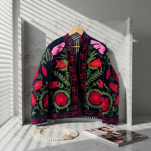 Bohemian Velvet <b>Machine</b> Embroidered Floral Letter Reversible Breathable <b>Knitted</b> Eco-Friendly Quilted Windproof Ethnic Nylon - Product Image 4