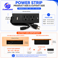 Gizli Gömme Masa Üstü Priz 2 AC Çıkışı 1 USB-A 1 USB-C Girişi 1.5m Kablo IP22 15A Standart Topraklama PC Malzemesi Ev Tipi