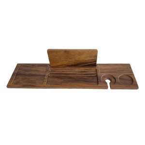 Plateau de bain de luxe en bambou anti-basculement, mobilier de salle de bain en noyer pour hôtels, plateau de baignoire en noyer noir - Product Image 1