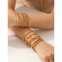 Bracelet en perles de corde Figaro cubain |   Chaîne en acier inoxydable plaqué or 18 carats PVD, étanche et hypoallergénique