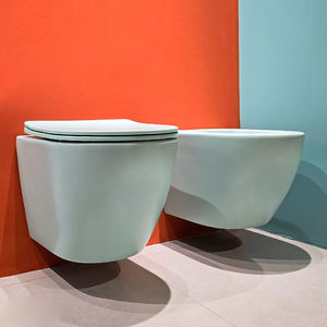 Combo de Inodoro y Bidé Qeramika, Inodoro Mate Azul <span class=keywords><strong>Marino</strong></span>, Descarga Trasera, Monobloque, Copa de Bidé con Asiento - Product Image 5