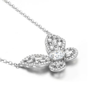 جودة عالية مطلية بالذهب الأبيض والمجوهرات الفضية قلادة الزركون الكلاسيكية للنساء لحفلات الزفاف والحفلات - Product Image 2