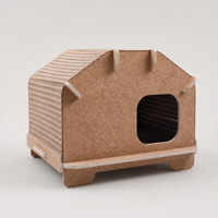 Casa para Gatos de Corcho sin Herramientas, con Paneles de Esquinas Redondeadas y Techo Corrugado, Casa para Gatos de Ensamblaje Rápido sin Clavos, 430 x 410 x 390 mm