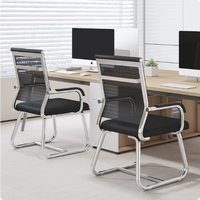 Chaise de bureau ergonomique avec dossier en maille, support lombaire, structure en acier, accoudoirs fixes, pour ordinateur, conférence, dortoir